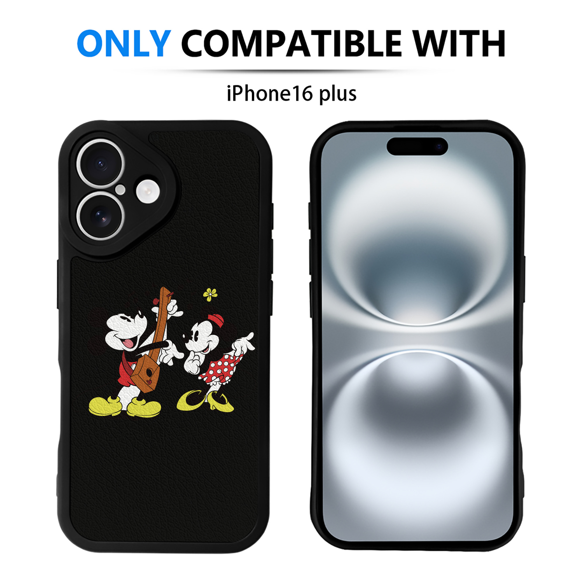 （画像用） ミッキーマウス Mickey Mouse 【iPhone 16シリーズ対応】シリコンスマホケース（レザー調） 材質：シリコン